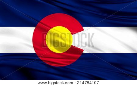 Flags from the USA on fabric ; State of Colorado