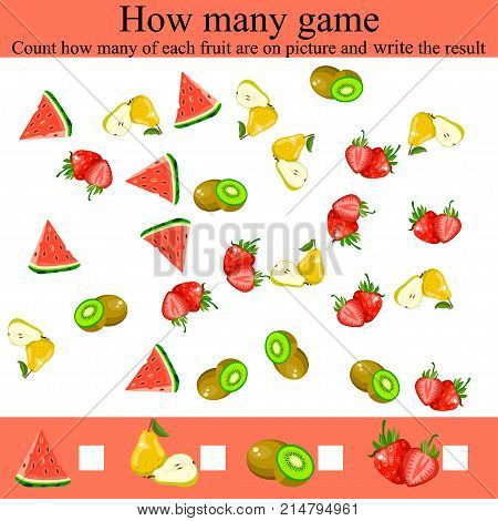 Learning mathematics, numbers. Mathematics task, worksheet. Tasks for counting for preschool kids, children. how many objcets game. Counting Game for Preschool Children.