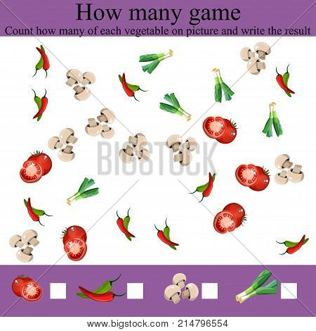 Learning mathematics, numbers. Counting Game for Preschool Children. Mathematics task, worksheet. Tasks for counting for preschool kids, children. how many objcets game