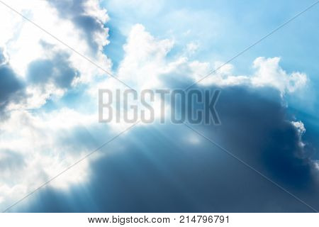 sunshine through the clouds and blue sky natural background