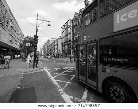 People In Oxford Street In London Black And White