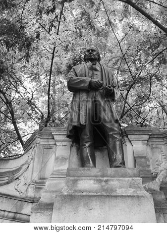 Brunel Statue In London Black And White