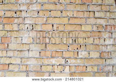 The old dirty collapsed brickwork. Texture. The background.