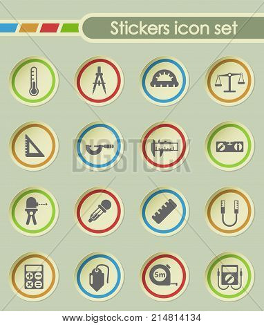 measuring tools round sticker icons for your creative ideas