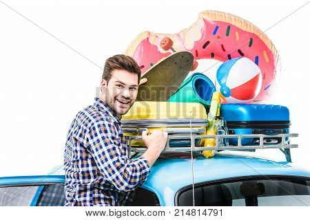 Man With Lugagge On Car Ruff