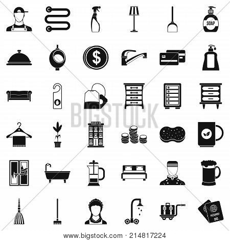 Rest icons set. Simple style of 36 rest vector icons for web isolated on white background