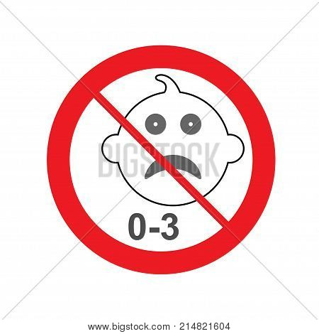 Prohibited sign with baby face referring to baby age