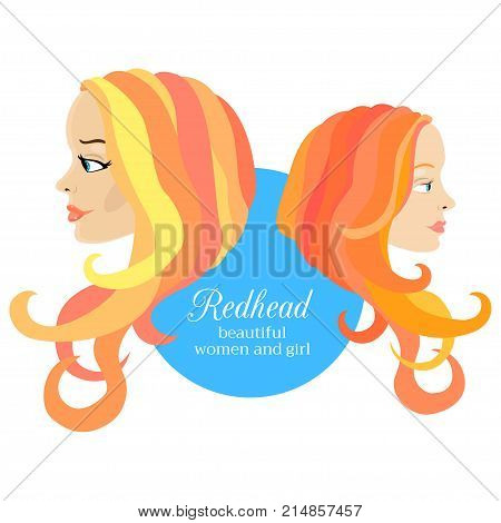 Vector woman with red and curly hair