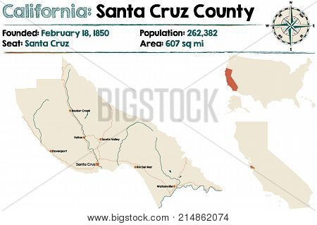 Large And Detailed Map Of Santa Cruz County In California Large And Detailed Map Of Santa Cruz County In California