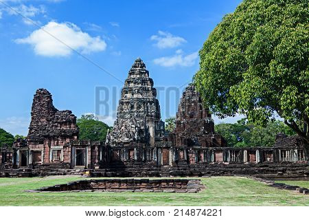 Phimai Historical And Ancient Stone Castle In Thailand