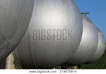 Series Of Large Metal Tanks For Gas Storage