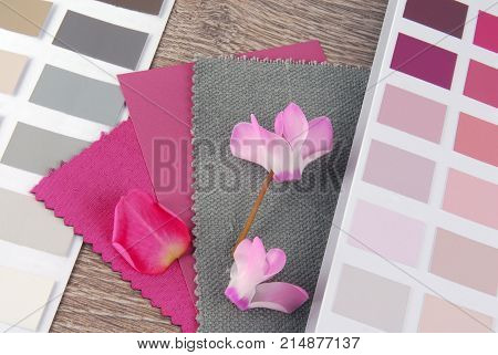 fabric swatches designing combine with pink grey color