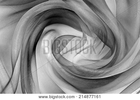twisted twirl of organza fabric grey texture