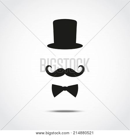 Stylized silhouette of gentleman isolated on white background. Vector illustration.