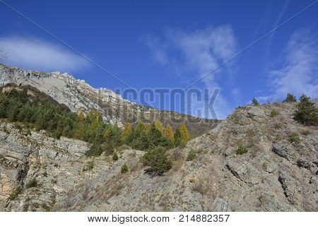 The autumn landscape around the small hill village of Casso in Friuli Venezia Giulia north east Italy.