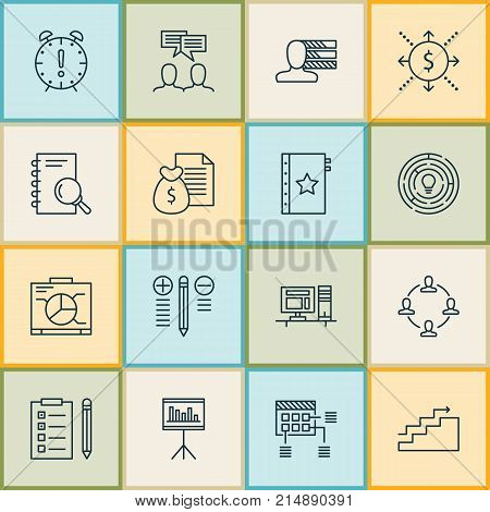 Project Icons Set With Report, Presentation, Discussion And Other Presentation Elements. Isolated Vector Illustration Project Icons.