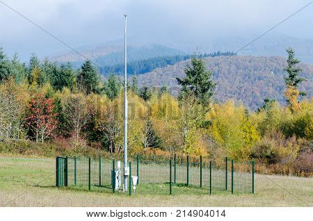 A meteorological station at the top of Beaujolais hills France
