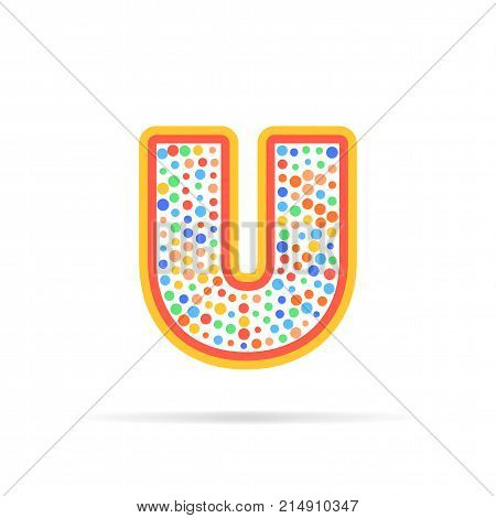 Modern concept of letter U and circles. Symbol design vector illustration isolated on white background