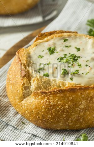 New England Clam Chowder In A Bread Bowl