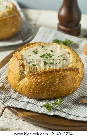 New England Clam Chowder In A Bread Bowl