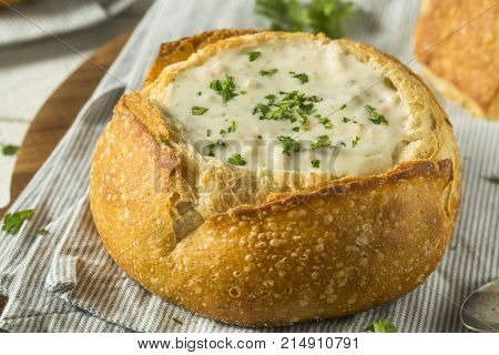 New England Clam Chowder In A Bread Bowl