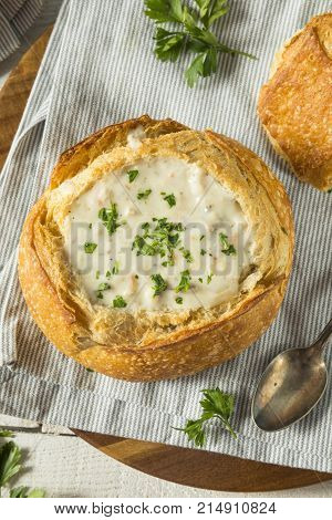 New England Clam Chowder In A Bread Bowl
