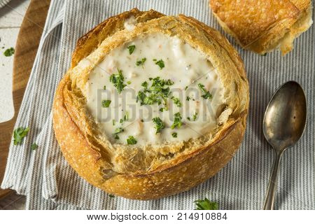 New England Clam Chowder In A Bread Bowl