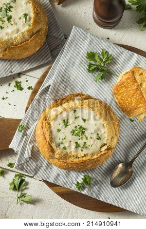 New England Clam Chowder In A Bread Bowl