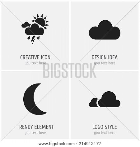 Set Of 4 Editable Air Icons. Includes Symbols Such As Nebulose, Cloudburst, Sky And More
