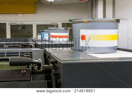 Offset Printing Inks Tubs Containers Closed Industrial Equipment Printshop Engineering Industry Lith