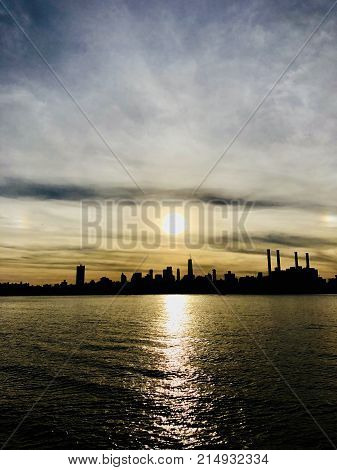 Amazing sunset in New York from Brooklyn