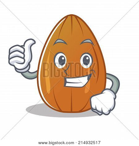 Thumbs up almond nut character cartoon vector illustration