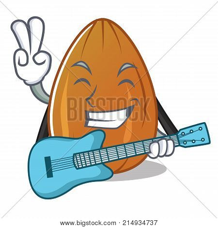 With guitar almond nut character cartoon vector illustration