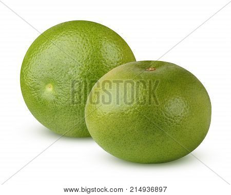 Citrus Sweetie (Pomelit Citrus 'Oroblanco) isolated on a white background. Two a fruit with shadow.