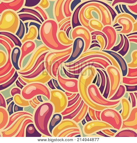 Abstract seamless hand drawn vector pattern with swirls