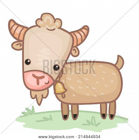Vector illustration of a cute cartoon goat