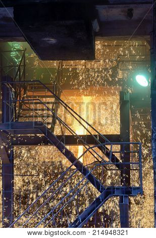 Molten Metal Pouring Out Of Furnace in Steel plant