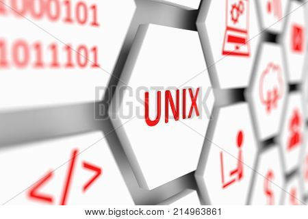 Unix concept cell blurred background 3d illustration