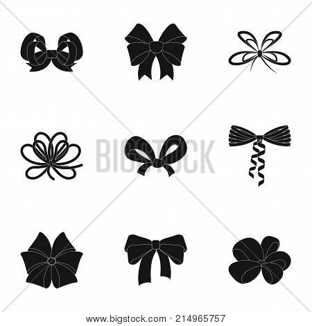 Giftbows, node, ornamentals, and other  icon in black style.Bow, ribbon, decoration, icons in set collection.