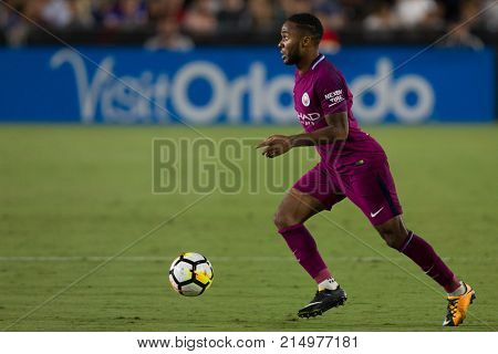 LOS ANGELES, CA - JULY 26: Raheem Sterling during the 2017 International Champions Cup game between Manchester City and Real Madrid on July 26th 2017 at the Los Angeles Memorial Coliseum.