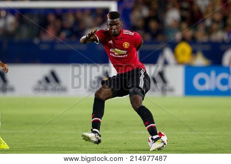 CARSON, CA - JULY 15: Paul Pogba during Manchester United's summer tour friendly against the L.A. Galaxy on July 15th 2017 at the StubHub Center.
