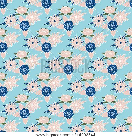 Vector floral seamless pattern background trend 2018 colors illustration