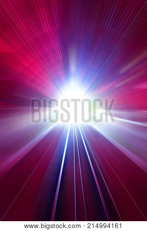 Speed motion lights at night. Abstract futuristic background