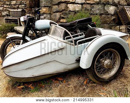 Osaka, Japan - FEB 12, 2017 : Hagrid's motorbike and background home Hagrid at Universal Studios Japan.The Harry Potter is famous themed attractions in the Universal Studios Japan Theme Park.