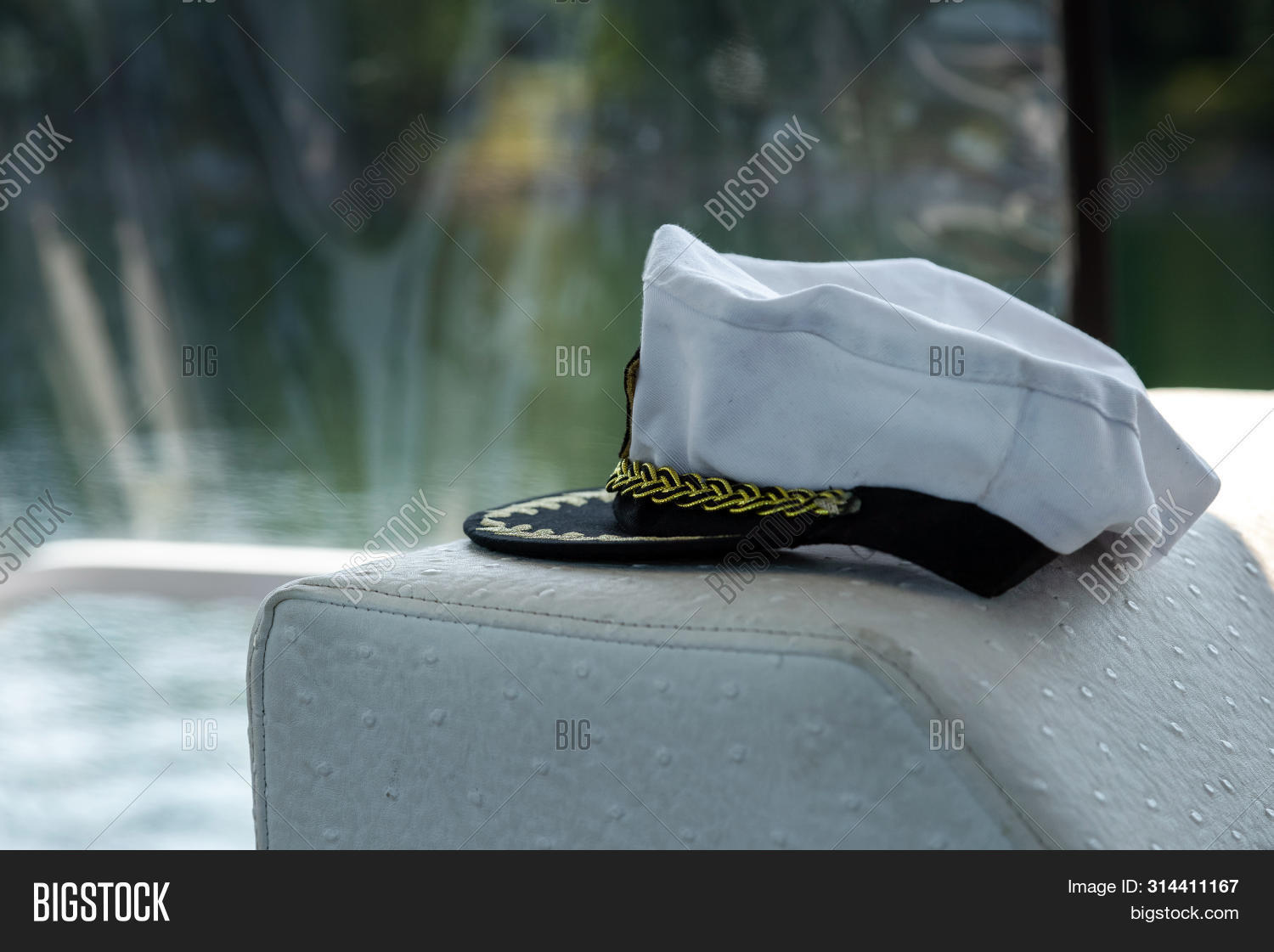 White Captain Hat Near Image \u0026 Photo 