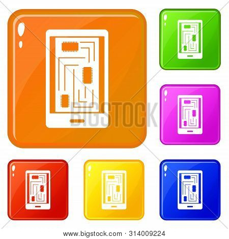 Phone Innards Icons Set Collection Vector 6 Color Isolated On White Background