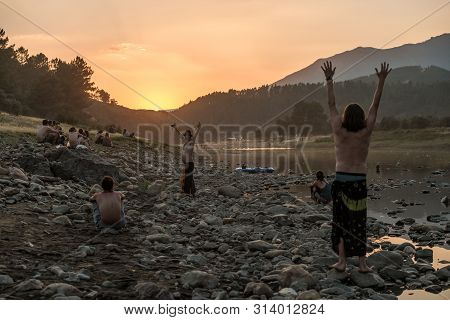 Riomalo De Abajo, Extremadura, Spain - July 13, 2018: Attendees And Atmosphere In The Lost Theory Ps
