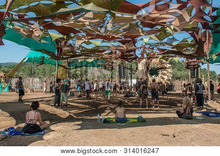 Riomalo De Abajo, Extremadura, Spain - July 13, 2018: Attendees And Atmosphere In The Lost Theory Ps