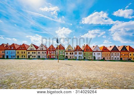 Row Of Houses On The Town Hall Square In Bardejov, Slovakia
