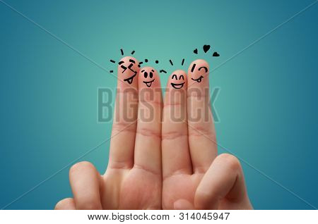 Waggish happy fingers with team building concept
